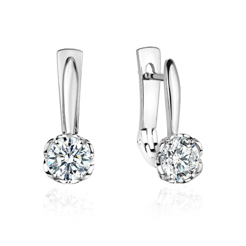 Серьги из платины 585 пробы с фианитами 01С199407-585