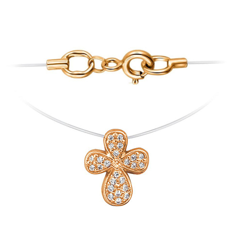 Колье из красного золота 585 пробы с фианитами 01Л111926