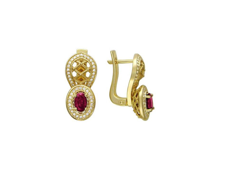 Серьги из желтого золота 750 пробы с сапфирами и бриллиантами 01С646570