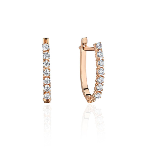 Серьги из красного золота 585 пробы с фианитами 01С114897