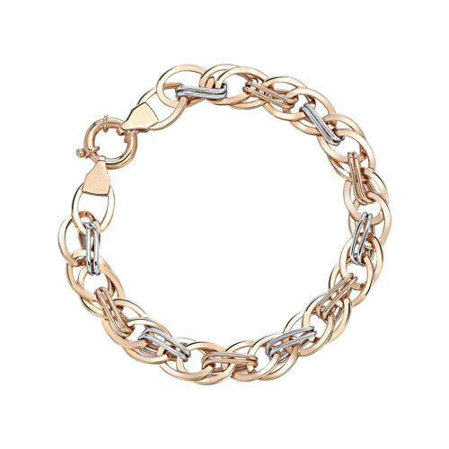 Браслет из комбинированного золота 585 пробы без вставок 01Б0621082