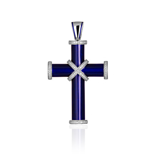 Подвеска из комбинированного золота 750 пробы с бриллиантами и эмалью 01Р680984Э