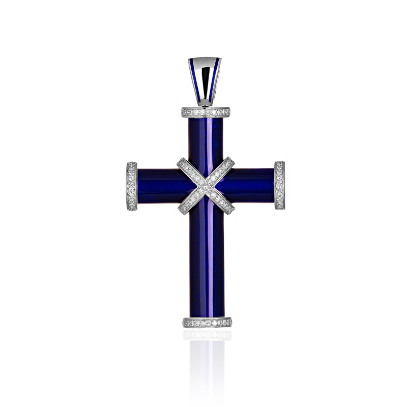 Подвеска из комбинированного золота 750 пробы с бриллиантами и эмалью 01Р680874Э