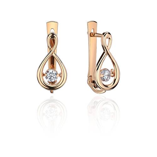 Серьги из красного золота 585 пробы с фианитами 01С1171072