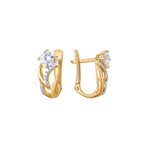 Серьги из красного золота 585 пробы с фианитами 01С1111553