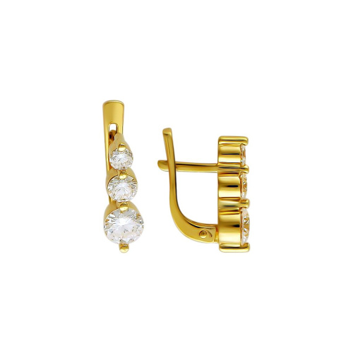 Серьги из желтого золота 750 пробы с бриллиантами 01С6421043