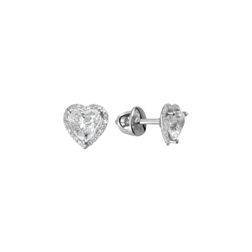 Серьги из белого золота 585 пробы с фианитами 01С1211260