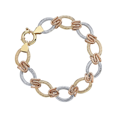 Браслет из комбинированного золота 585 пробы без вставок 01Б0621105Ж