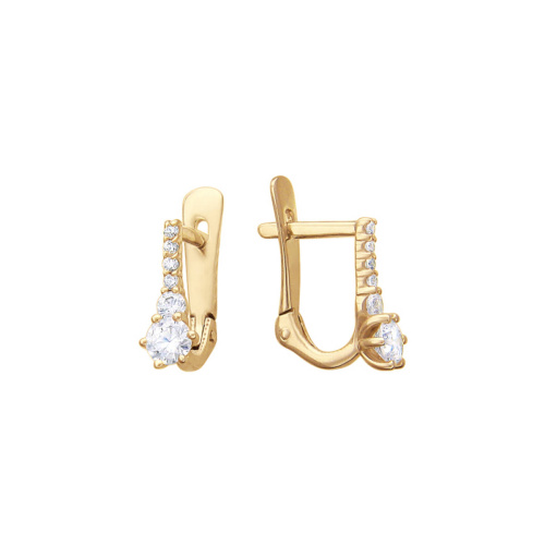 Серьги из красного золота 585 пробы с фианитами 01С115941