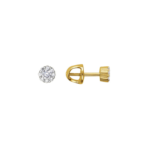 Серьги из желтого золота 585 пробы с фианитами 01С1312883