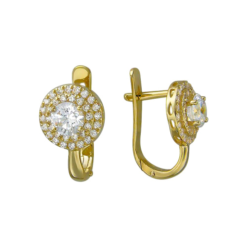 Серьги из желтого золота 585 пробы с фианитами 01С135112