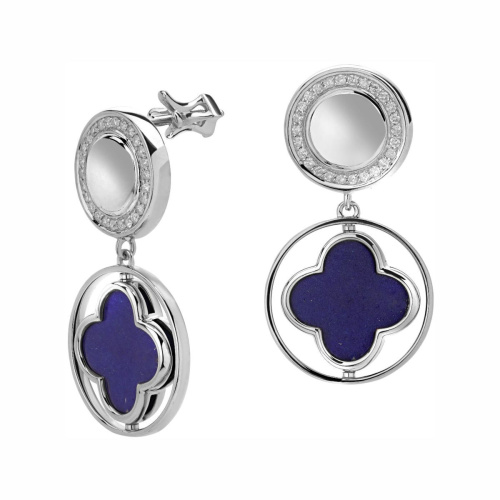 Серьги из белого золота 585 пробы с лазуритами и бриллиантами 01С6214406-2