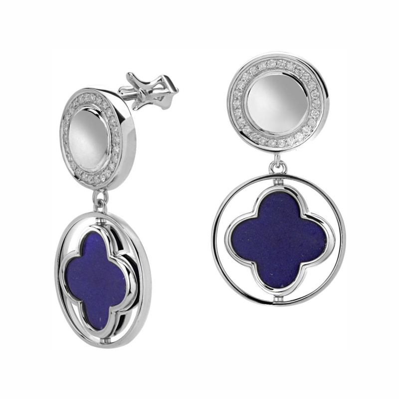 Серьги из белого золота 585 пробы с лазуритами и бриллиантами 01С6214406-2