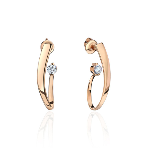 Серьги из красного золота 585 пробы с фианитами 01С1113802