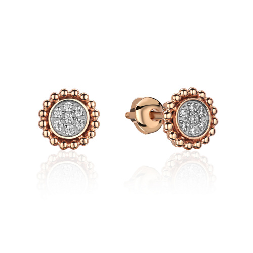 Серьги из красного золота 585 пробы с фианитами 01С1116485Р