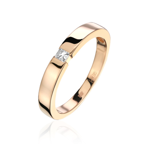 Обручальное кольцо из красного золота 585 пробы с бриллиантом 01О610585