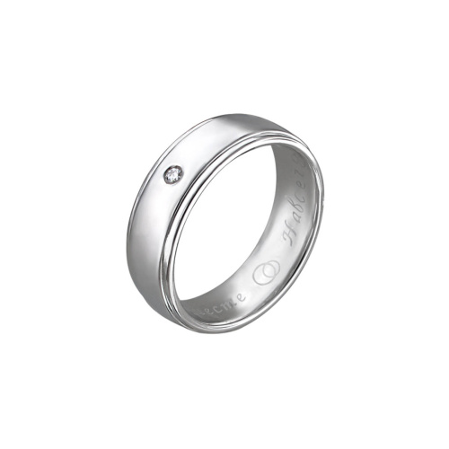 Обручальное кольцо с гравировкой "Вместе навсегда" из белого золота 585 пробы с бриллиантом 01О620199