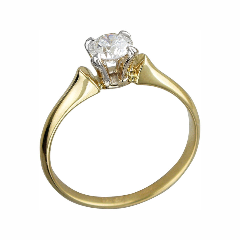 Кольцо из желтого золота 750 пробы с бриллиантом 01К644072