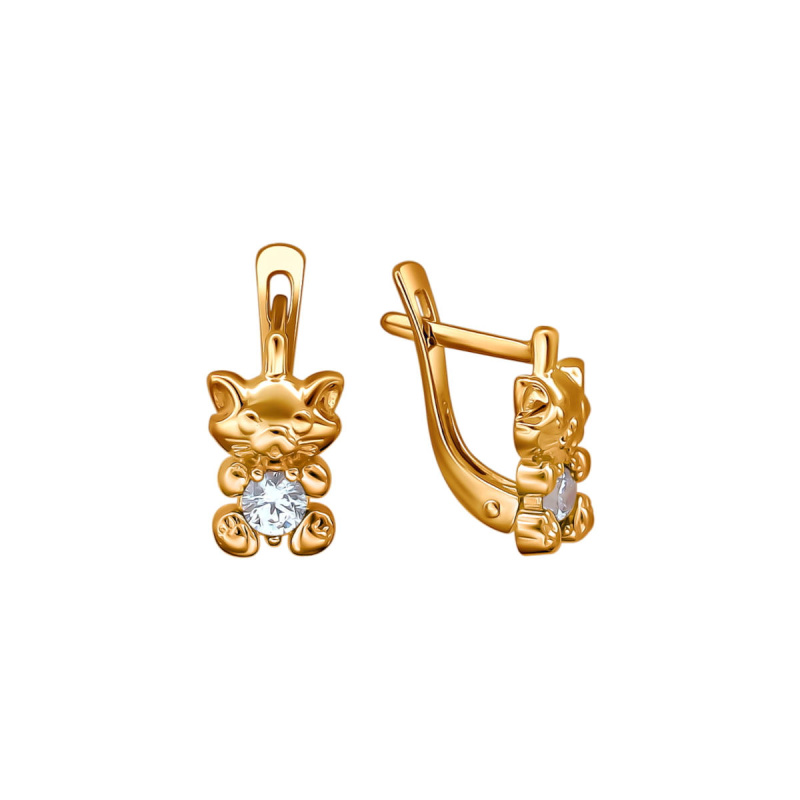 Серьги из красного золота 585 пробы с фианитами 01С1111666
