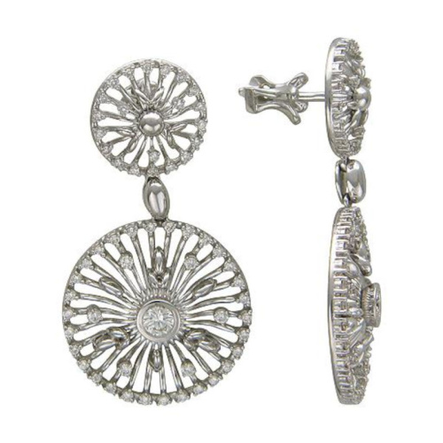 Серьги из белого золота 750 пробы с бриллиантами 01С675382