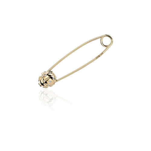 Брошь из желтого золота 585 пробы с фианитами 01Ш1303444