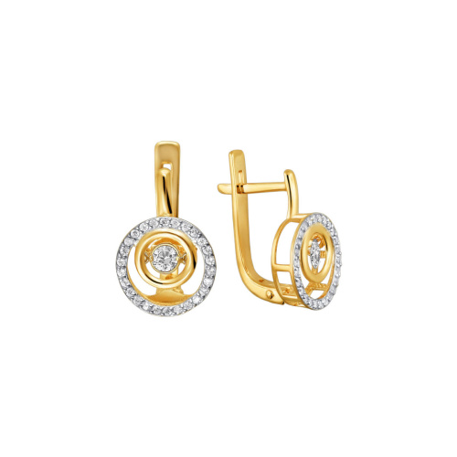 Серьги из желтого золота 585 пробы с фианитами 01С1312963Р