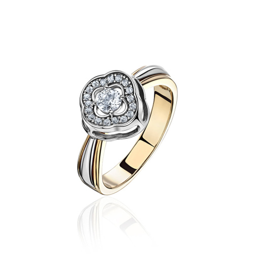 Кольцо из двух цветов золота 585 пробы с фианитами 01К1614481Ж