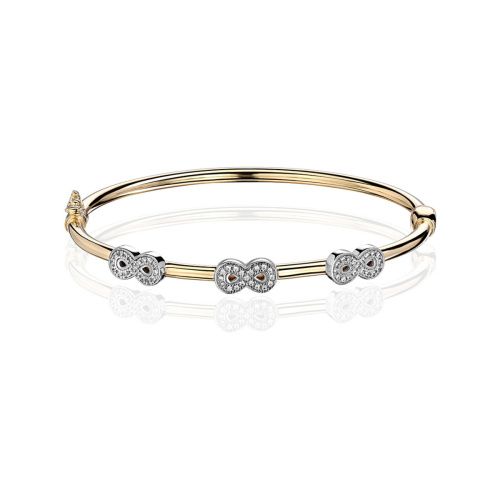 Браслет конго из двух цветов золота 585 пробы с фианитами 01Б162899Ж Браслет конго из двух цветов золота 585 пробы с фианитами 01Б162899Ж