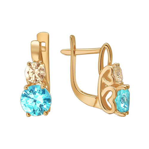 Серьги из красного золота 585 пробы с фианитами 01С2111981-3