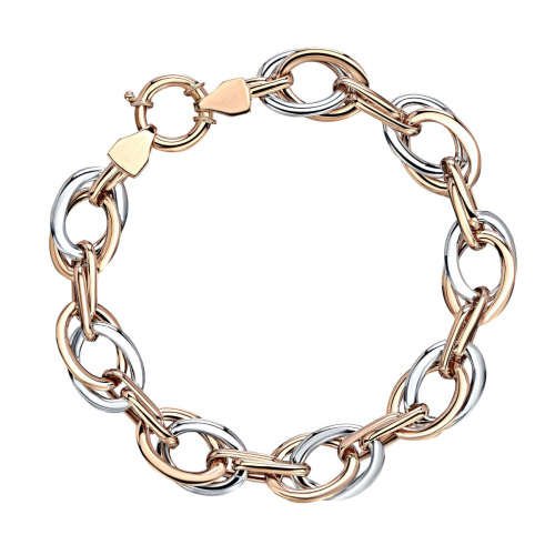 Браслет из комбинированного золота 585 пробы без вставок 01Б063132