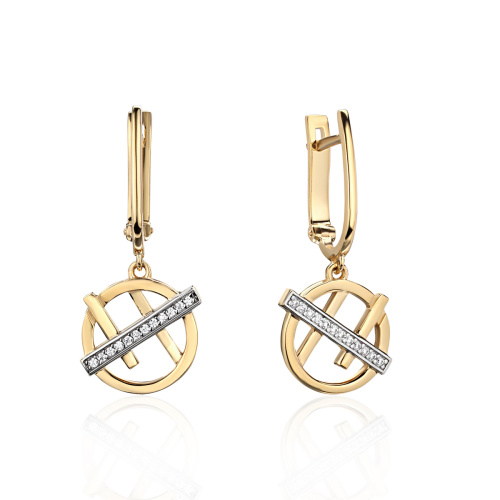 Серьги из желтого золота 585 пробы с фианитами 01С1315819Р