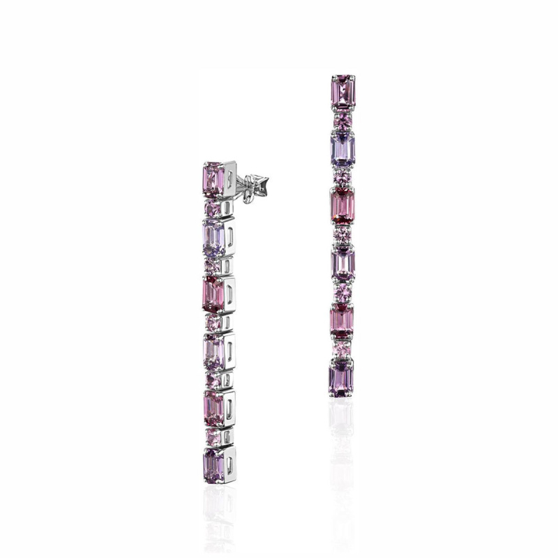 Серьги из белого золота 585 пробы с сапфирами 01С5214761-1