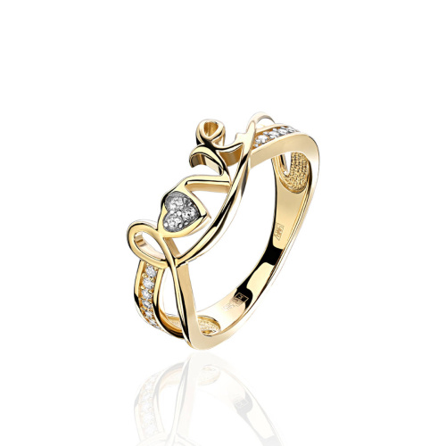 Кольцо из желтого золота 585 пробы c фианитами 01К1314788Р