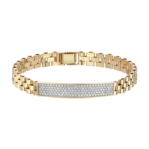 Браслет из желтого золота 585 пробы с фианитами 01Б132955