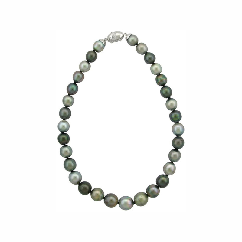 Колье из белого золота 585 пробы с жемчугом и бриллиантами 01Л621740-2