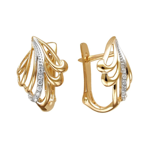 Серьги из красного золота 585 пробы с фианитами 01С1113193Р