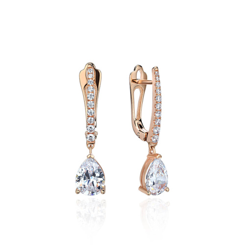 Серьги из красного золота 585 пробы с фианитами 01С1115012