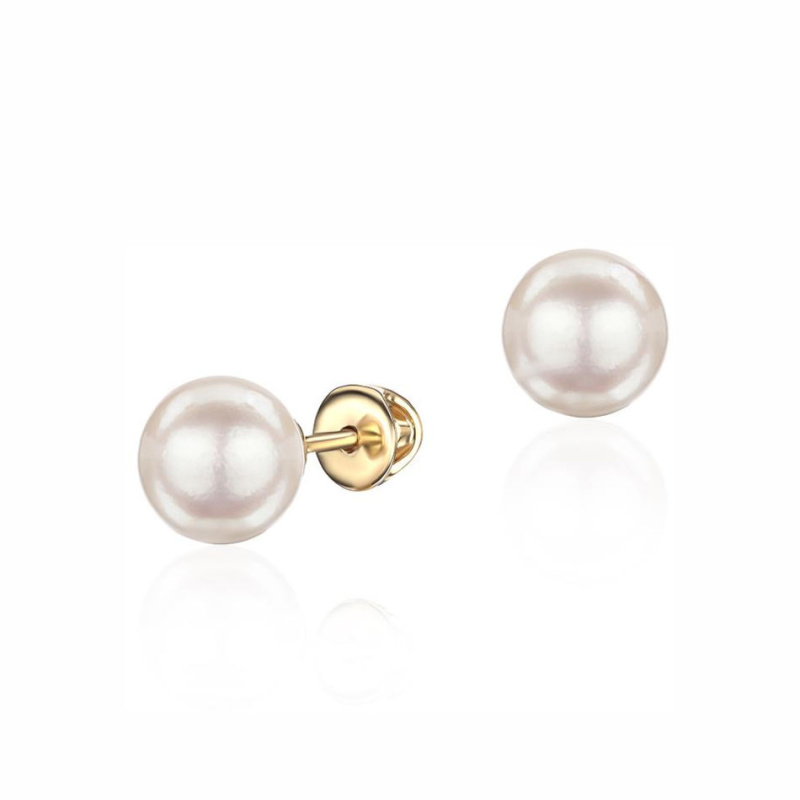 Серьги из желтого золота 585 пробы с жемчугом 01С3315246-1