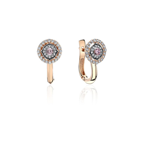 Серьги из двух цветов золота 585 пробы с фианитами 01С2613842-1