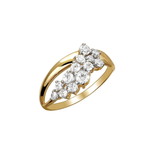 Кольцо из красного золота 585 пробы с фианитами 01К1113306Р