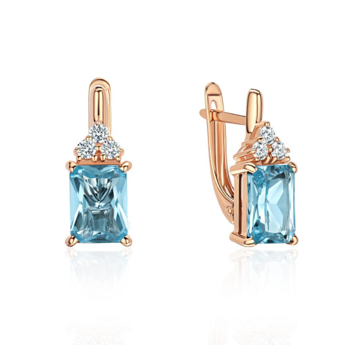 Серьги из красного золота 585 пробы с топазом и фианитами 01С3116476-3