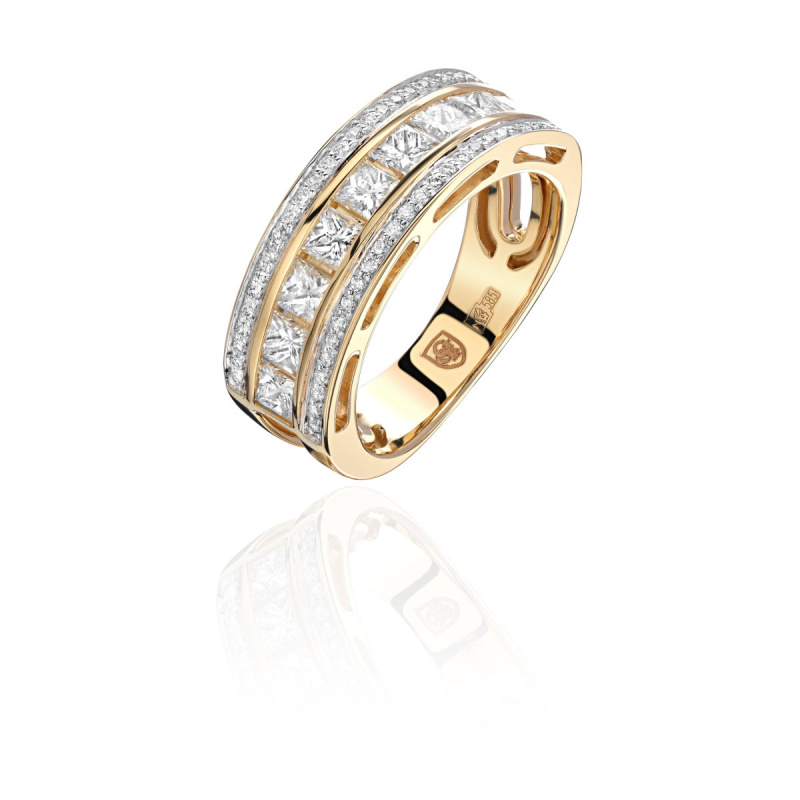 Кольцо из желтого золота 585 пробы с бриллиантами 01К6312974