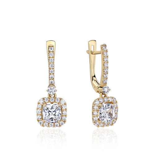 Серьги из желтого золота 585 пробы с фианитами 01С1314917