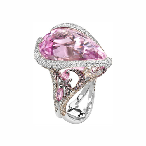 Кольцо из белого золота 750 пробы с сапфирами и бриллиантами 01К6714540-1