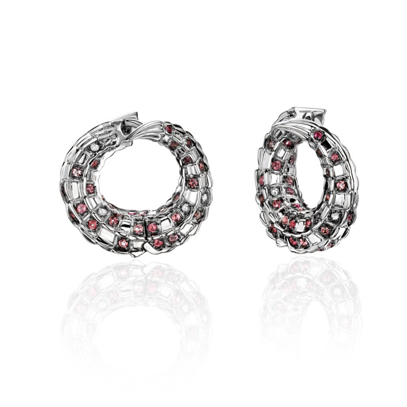 Серьги из белого золота 585 пробы с турмалином 01С6213334-3