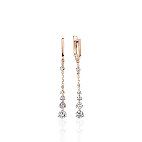 Серьги из красного золота 585 пробы с фианитами 01С114592