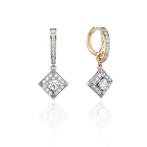 Серьги из комбинированного золота 585 пробы с бриллиантами 01С6615263Ж