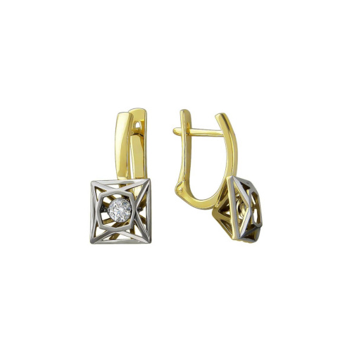 Серьги из желтого золота 585 пробы с фианитами 01С1371064