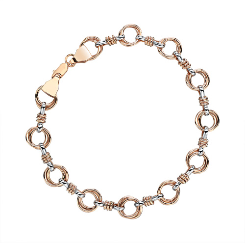 Браслет из комбинированного золота 585 пробы без вставок 01Б063123