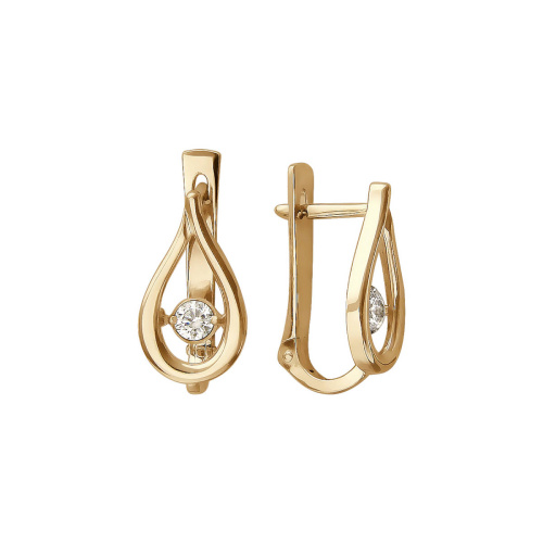Серьги из красного золота 585 пробы с фианитами 01С117958